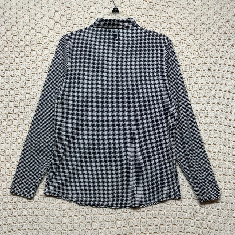 Footjoy Golf Pullover Men's Sz M Blue White Geometric 1/4 Quarter Zip  Long Slv